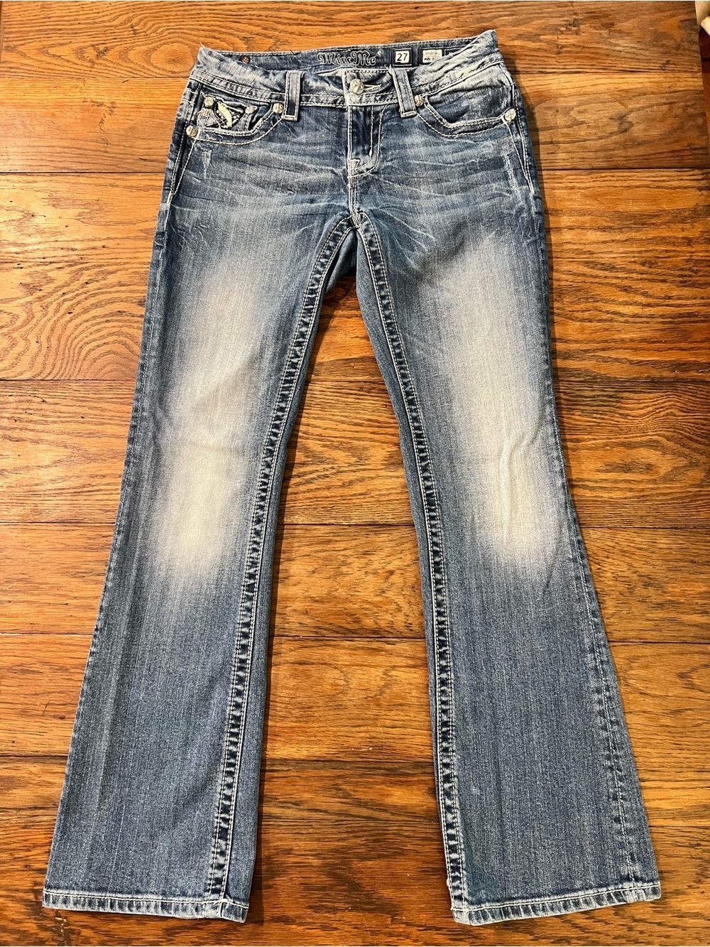 Miss Me Medium Blue Distressed Bootcut Jeans
